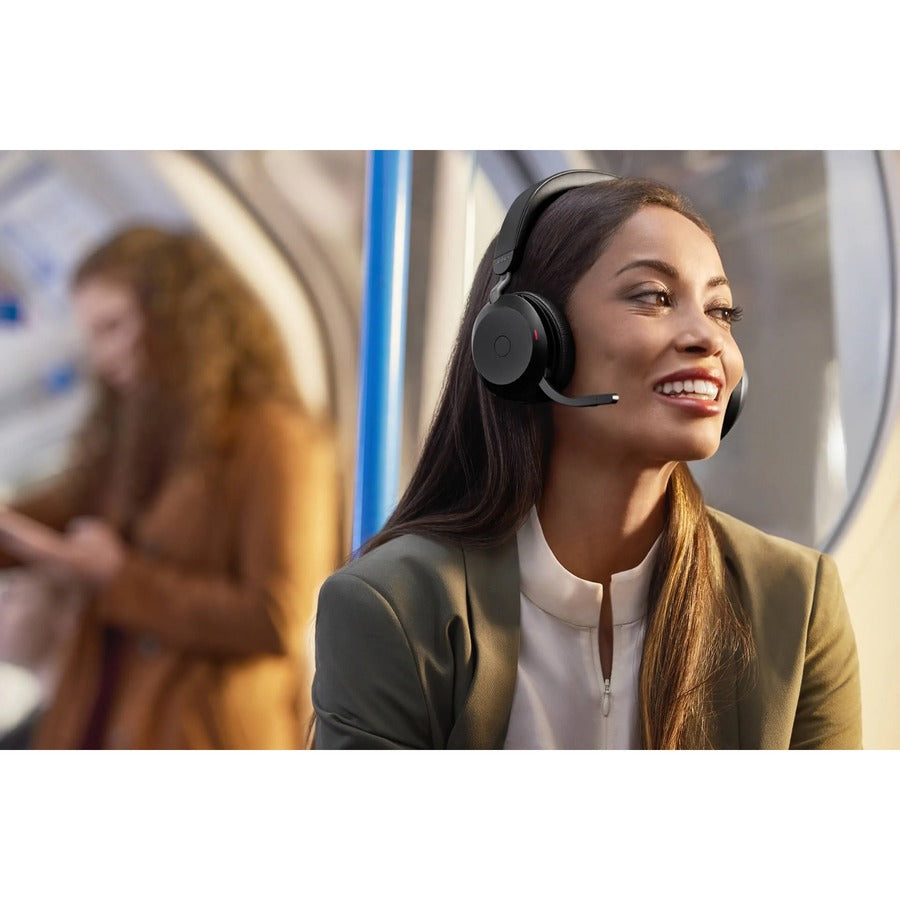Jabra Evolve2 75 Wireless On-ear Stereo Headset - USB-A - For MS Teams - Black - Binaural - Ear-cup - 3000 cm - Bluetooth - 20 Hz to 20 kHz - MEMS Technology Microphone - Noise Cancelling 27599-999-999