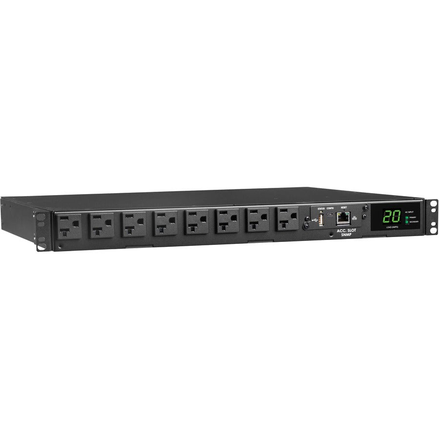 Tripp Lite by Eaton 1.92kW 120V Single-Phase ATS/Monitored PDU - 16 5-15/20R Outlets, Dual L5-20P/5-20P Inputs, 12 ft. Cords, 1U, TAA PDUMNH20AT1