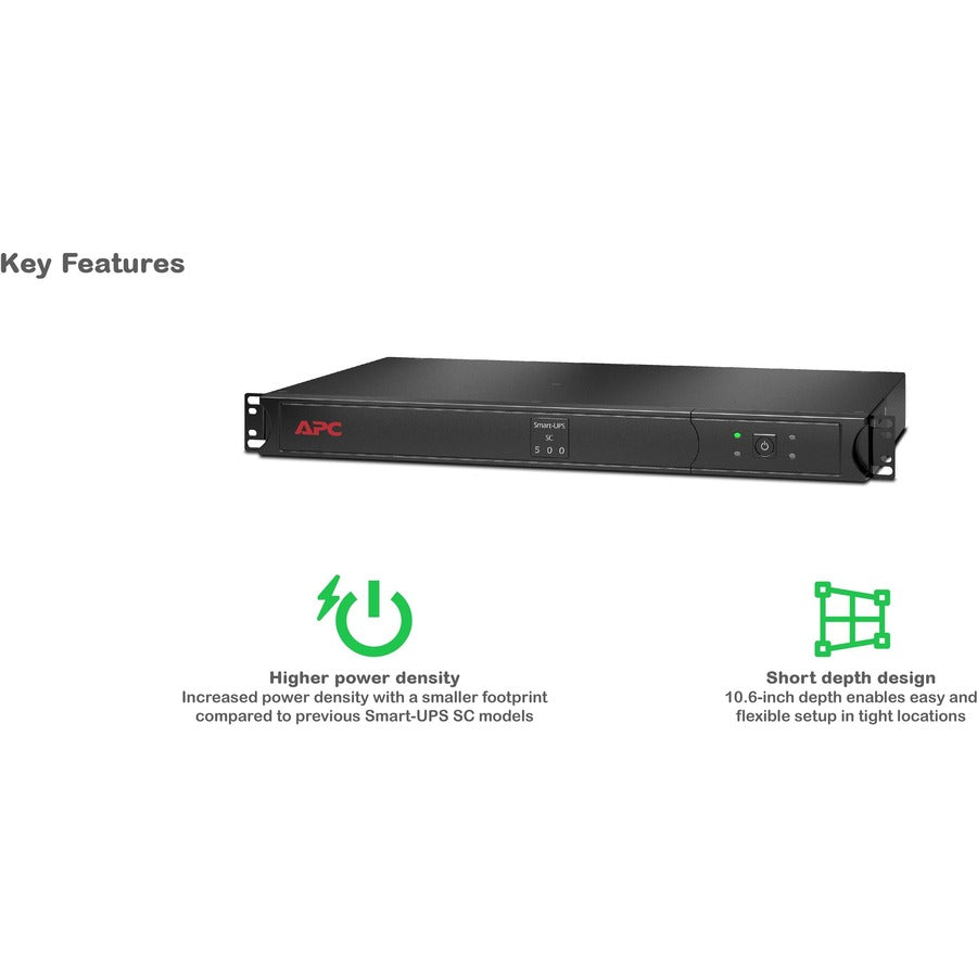 APC by Schneider Electric Smart-UPS 500VA Rack-mountable UPS SC500RM1U