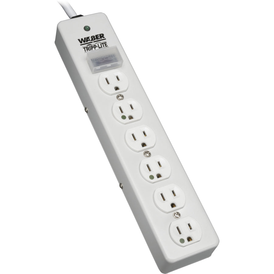Tripp Lite by Eaton Hospital-Grade Surge Protector with 6 Hospital-Grade Outlets, 6 ft. (1.83 m) Cord, 1050 Joules, UL 1363, Not for Patient-Care Rooms SPS606HGRA