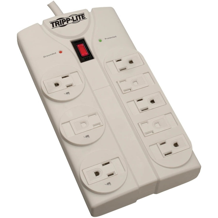 Tripp Lite by Eaton Protect It! 8-Outlet Surge Protector, 25 ft. Cord with Right-Angle Plug, 1440 Joules, Diagnostic LEDs, Light Gray Housing TLP825