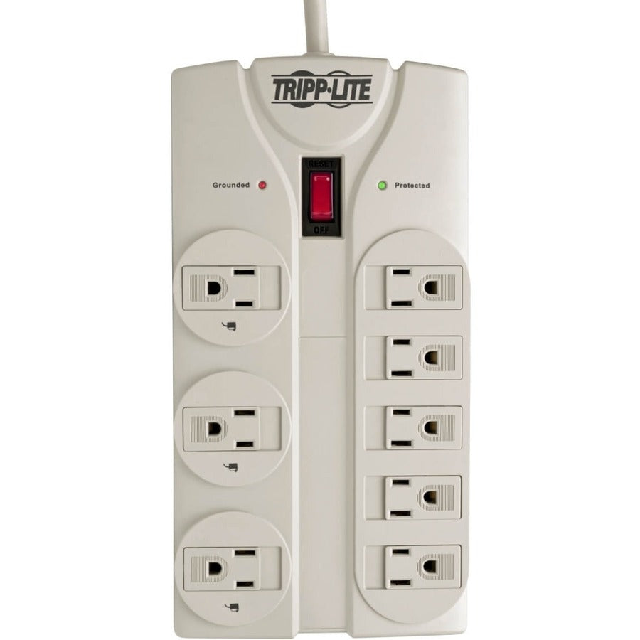 Tripp Lite by Eaton Protect It! 8-Outlet Surge Protector, 25 ft. Cord with Right-Angle Plug, 1440 Joules, Diagnostic LEDs, Light Gray Housing TLP825