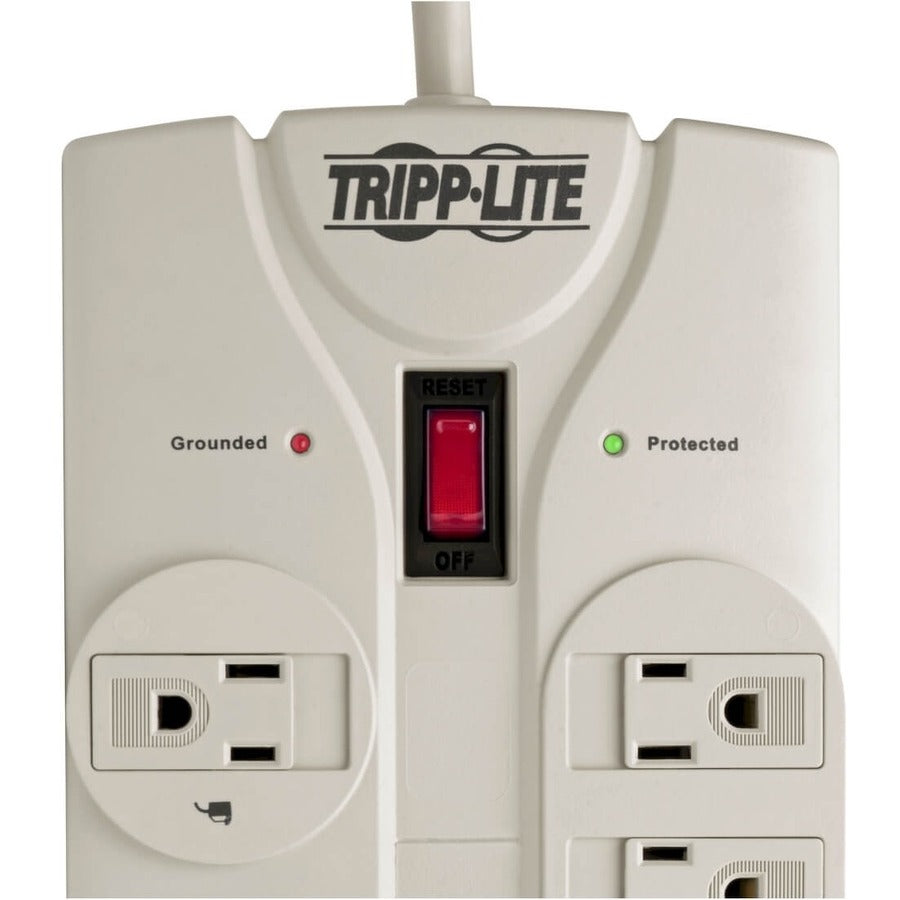 Tripp Lite by Eaton Protect It! 8-Outlet Surge Protector, 25 ft. Cord with Right-Angle Plug, 1440 Joules, Diagnostic LEDs, Light Gray Housing TLP825