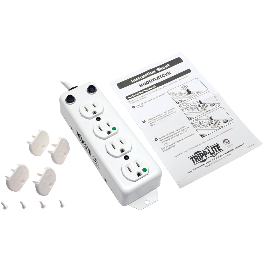 Tripp Lite by Eaton Safe-IT UL 1363A Medical-Grade Power Strip for Patient-Care Vicinity, 4x 15A Hospital-Grade Outlets, 15 ft. Cord PS-415-HG-OEM
