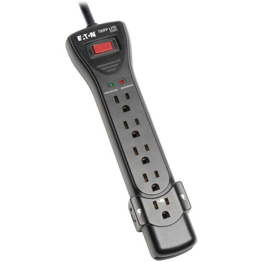 Eaton Tripp Lite Series Protect It! 7-Outlet Surge Protector, 7 ft. Cord with Right-Angle Plug, 2160 Joules, Diagnostic LEDs, Black Housing SUPER7B