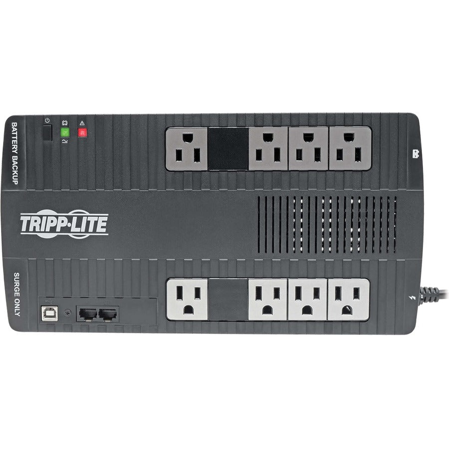 Tripp Lite by Eaton 700VA 350W Line-Interactive UPS - 8 NEMA 5-15R Outlets, AVR, 120V, 50/60 Hz, USB, Desktop/Wall Mount - Battery Backup AVR700U