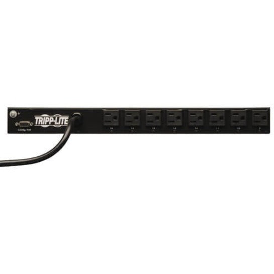 Tripp Lite by Eaton 1.4kW Single-Phase Switched PDU - LX Interface, 120V Outlets (16 5-15R), 5-15P, 120V Input, 12 ft. (3.66 m) Cord, 1U Rack-Mount, TAA PDUMH15NET