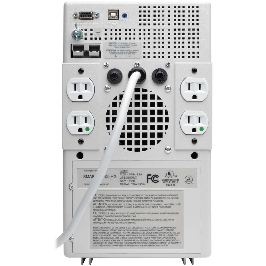 Tripp Lite by Eaton SmartPro 120V 1kVA 750W Medical-Grade Line-Interactive Tower UPS, 4 Outlets, Full Isolation, Expandable Runtime - Battery Backup SMART1200XLHG