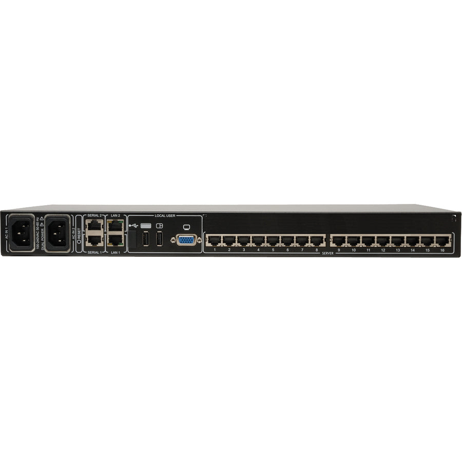 Tripp Lite by Eaton NetCommander 16-Port Cat5 KVM over IP Switch - 2 Remote + 1 Local User, 1U Rack-Mount B072-016-IP2