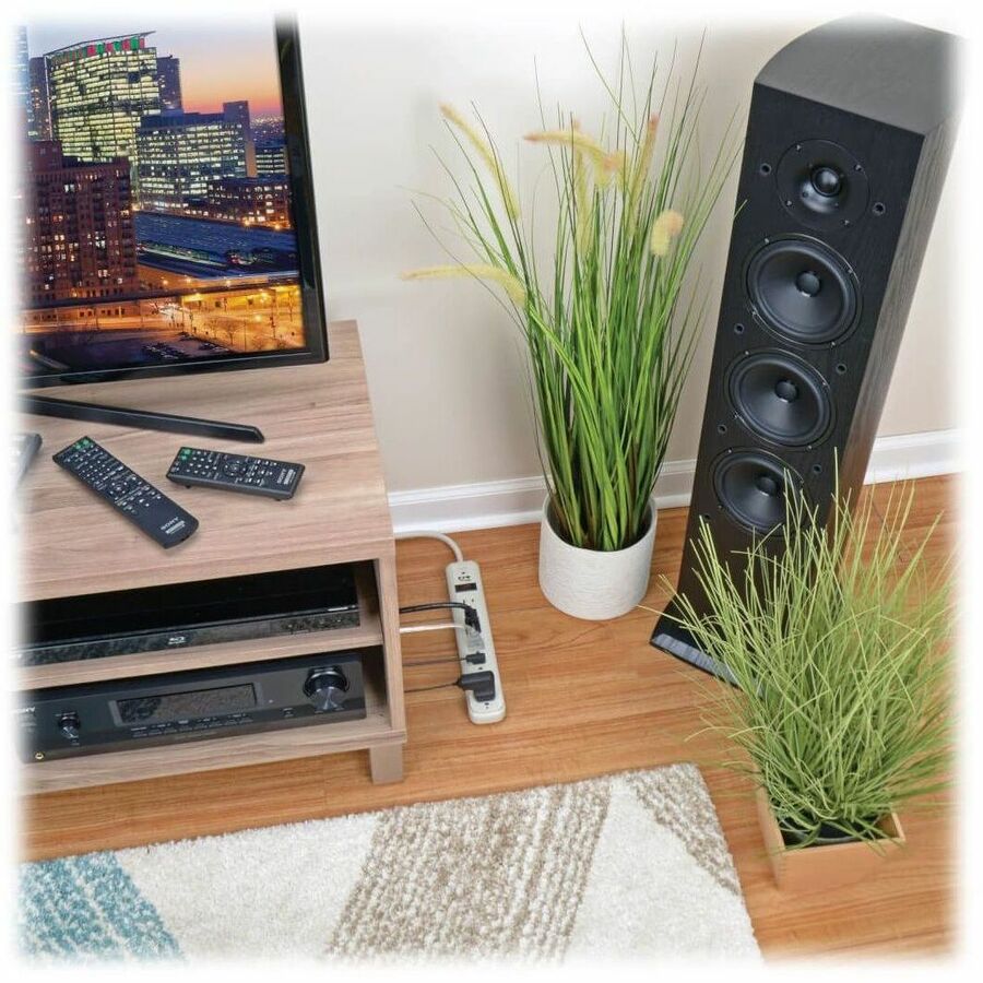 Eaton Tripp Lite Series Protect It! 7-Outlet Surge Protector, 6 ft. Cord, 1080 Joules, Diagnostic LED, Light Gray Housing STRIKER