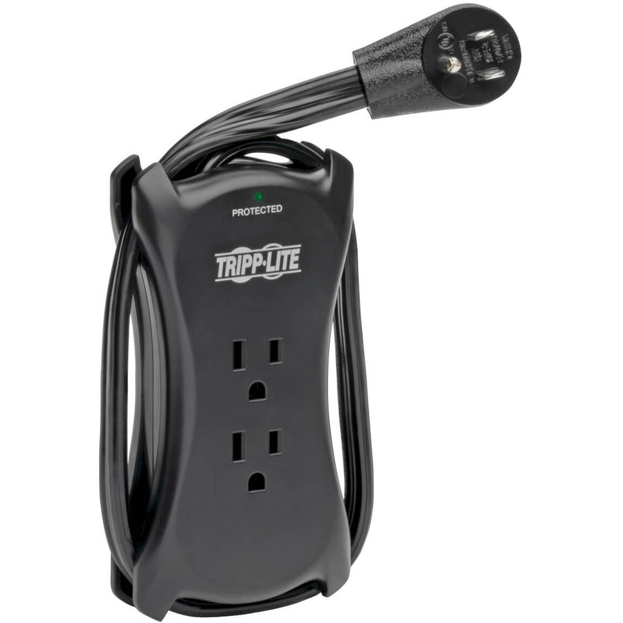 Tripp Lite by Eaton Protect It! 3-Outlet Travel-Size Surge Protector - 5-15R Outlets, 2 USB Ports, 5-15P Input, 1050 Joules, Black TRAVELER3USB