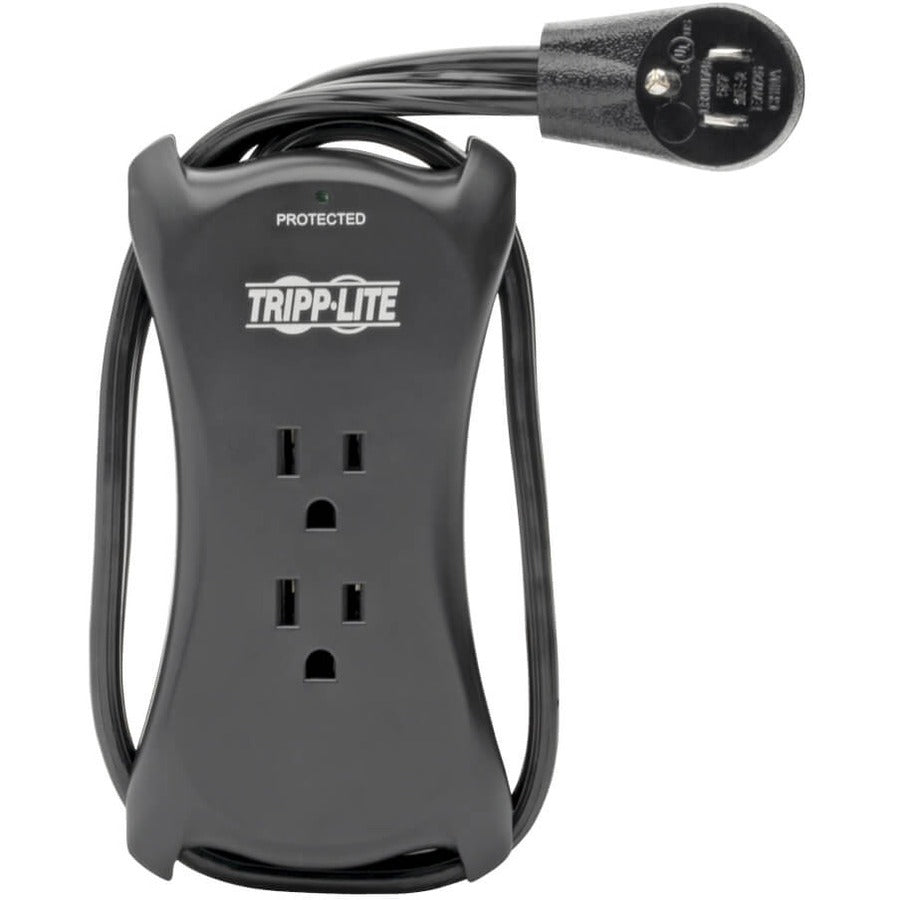 Tripp Lite by Eaton Protect It! 3-Outlet Travel-Size Surge Protector - 5-15R Outlets, 2 USB Ports, 5-15P Input, 1050 Joules, Black TRAVELER3USB