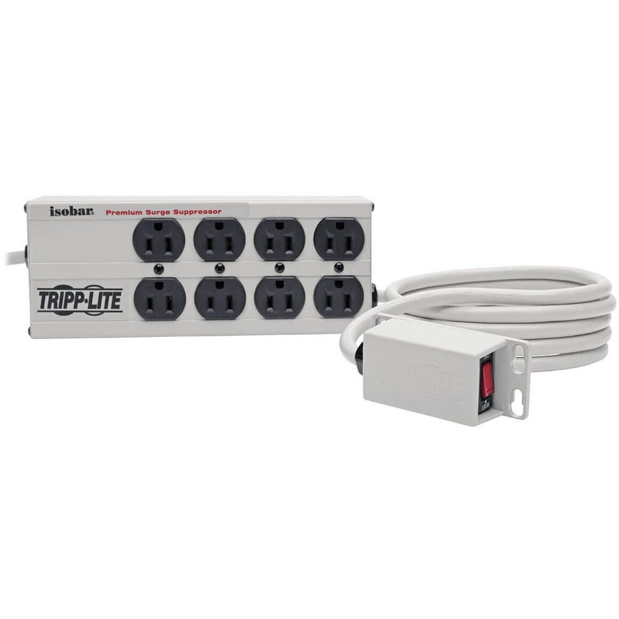 Tripp Lite by Eaton Isobar 8-Outlet Surge Protector, 12 ft. Cord with Right-Angle Plug, 3840 Joules, Remote Master Switch, Metal Housing IBAR8-15RM