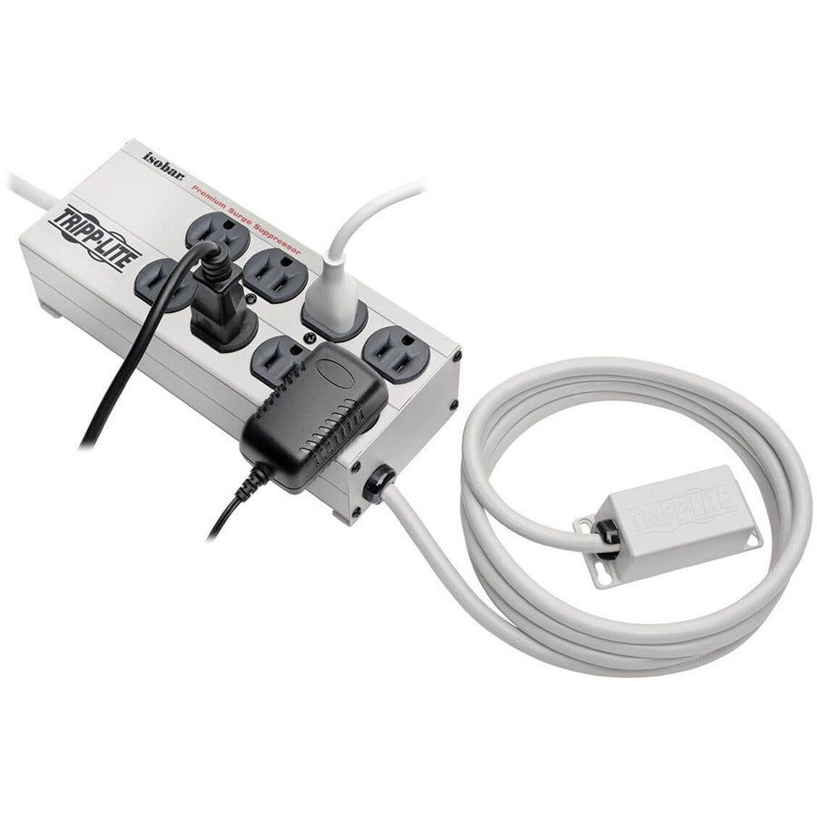 Tripp Lite by Eaton Isobar 8-Outlet Surge Protector, 12 ft. Cord with Right-Angle Plug, 3840 Joules, Remote Master Switch, Metal Housing IBAR8-15RM
