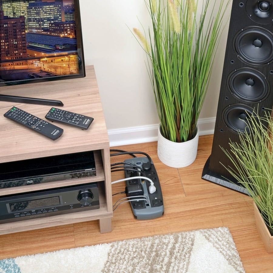 Tripp Lite by Eaton Protect It! 10-Outlet Surge Protector, 8 ft. (2.43 m) Cord, 3345 Joules, Tel/Modem/Coaxial Protection TLP1008TELTV