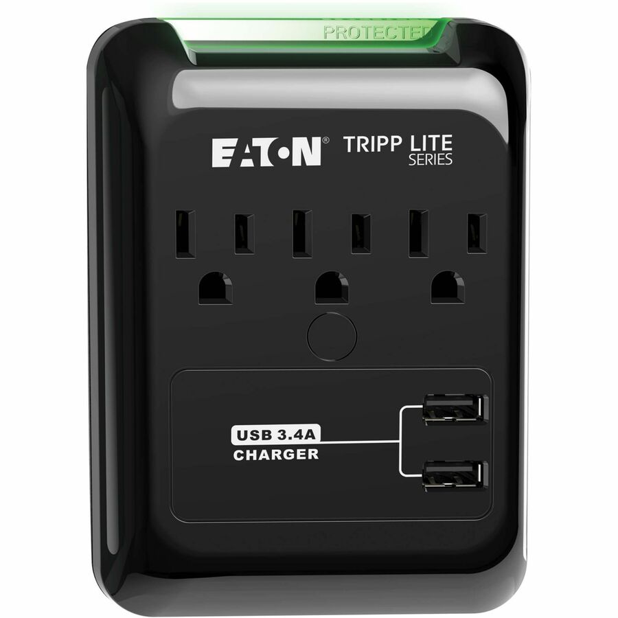 Tripp Lite by Eaton Protect It! 3-Outlet Surge Protector, Direct Plug-In, 540 Joules, 3.4 A USB Charger, Diagnostic LED SK30USB