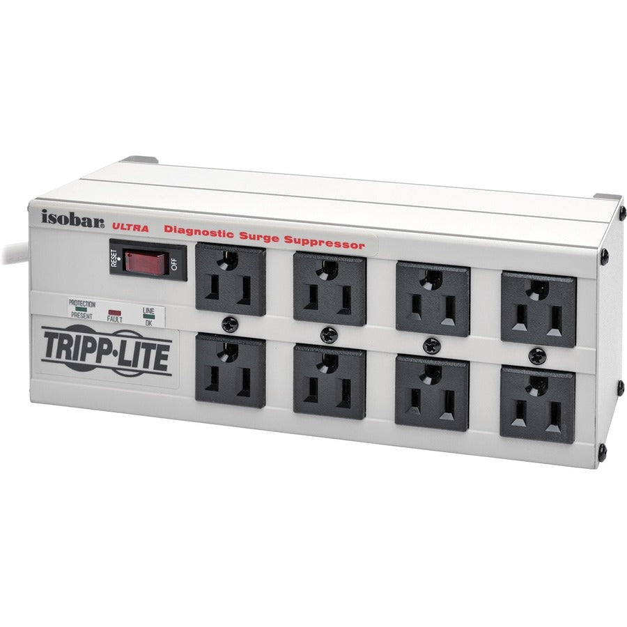 Tripp Lite by Eaton Isobar 8-Outlet Surge Protector, 25 ft. Cord with Right-Angle Plug, 3840 Joules, Diagnostic LEDs, Metal Housing ISOBAR825ULTRA