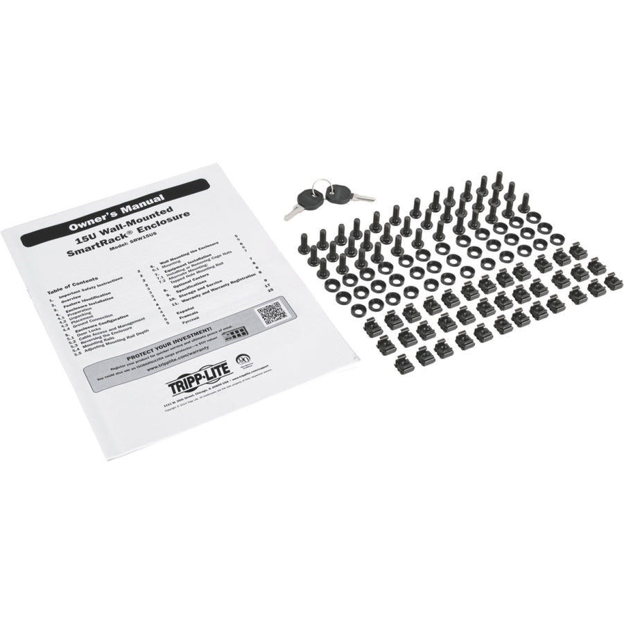 Tripp Lite by Eaton SmartRack 15U Low-Profile Switch-Depth Wall-Mount Half-Height Rack Enclosure, Clear Acrylic Window, Hinged Back SRW15USG