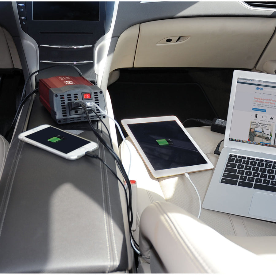 Tripp Lite by Eaton 150W PowerVerter Ultra-Compact Car Inverter with AC Outlet and 2 USB Charging Ports PV150USB