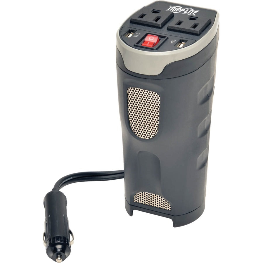 Tripp Lite by Eaton 200W PowerVerter Ultra-Compact Car Inverter with 2 Outlets and 2 USB Charging Ports, Cup Holder Design PV200CUSB