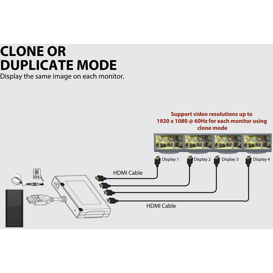 Tripp Lite by Eaton 4-Port DisplayPort to HDMI Multi-Monitor Splitter, MST Hub, 4K 60Hz UHD, DP1.2, TAA B156-004-HD-V2