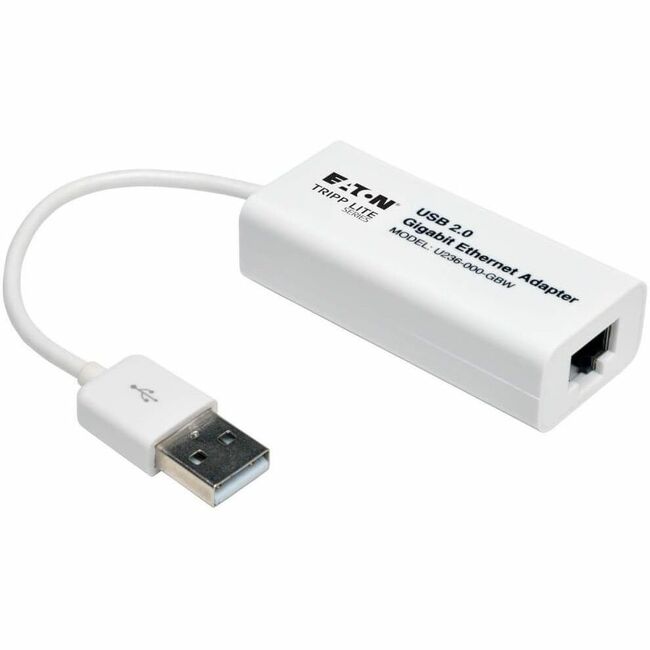 Tripp Lite by Eaton USB 2.0 to Gigabit Ethernet NIC Network Adapter, 10/100/1000 Mbps, White U236-000-GBW