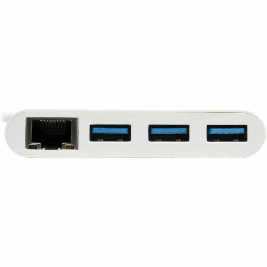 Tripp Lite by Eaton 3-Port USB 3.x (5Gbps) Hub with LAN Port, USB-C to 3x USB-A Ports and Gigabit Ethernet, White U460-003-3AG