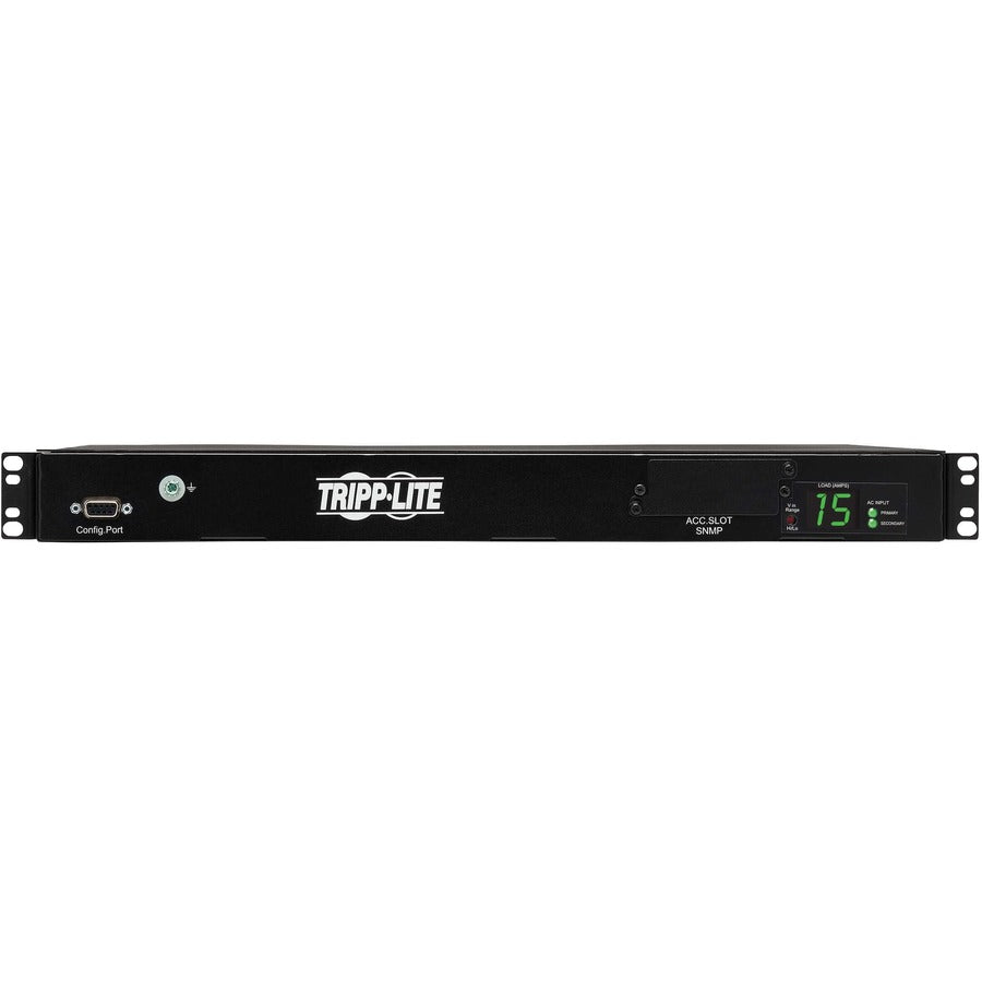 Tripp Lite by Eaton 2.4kW Single-Phase Local Metered Automatic Transfer Switch PDU, Two 200-240V C14 Inlets, 10 C13 Outputs, 1U, TAA PDUMH15HVAT
