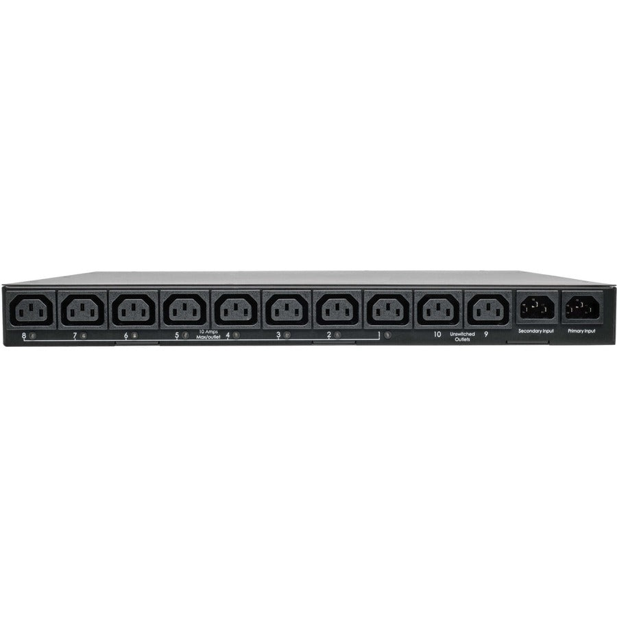 Tripp Lite by Eaton 2.4kW Single-Phase Local Metered Automatic Transfer Switch PDU, Two 200-240V C14 Inlets, 10 C13 Outputs, 1U, TAA PDUMH15HVAT