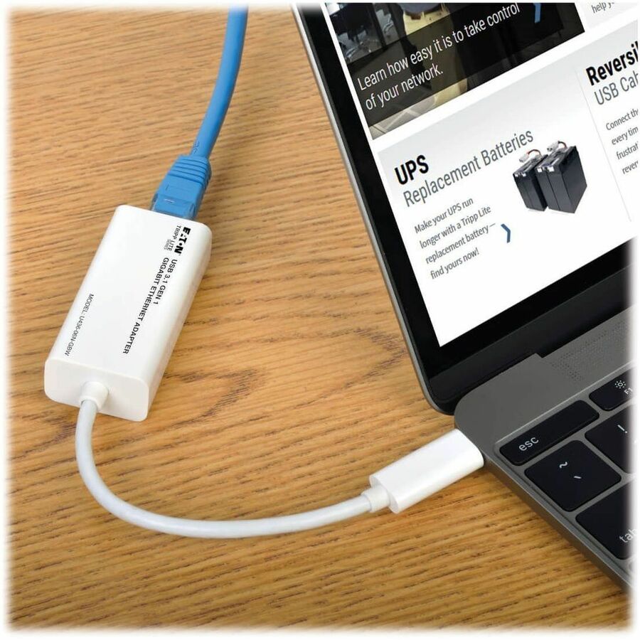 Tripp Lite by Eaton USB-C to Gigabit Network Adapter, Thunderbolt 3 Compatibility - White U436-06N-GBW