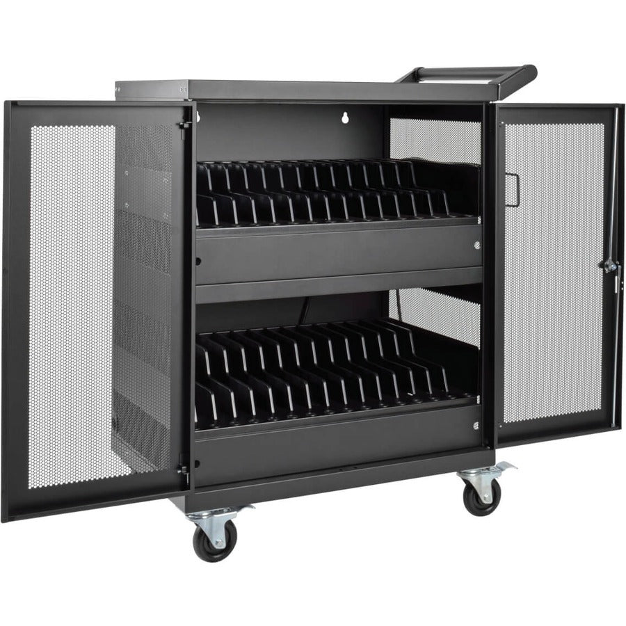 Tripp Lite by Eaton Multi-Device Charging Cart, 32 AC Outlets, Chromebooks and Laptops, Wall-Mount Option, Black CSC32AC