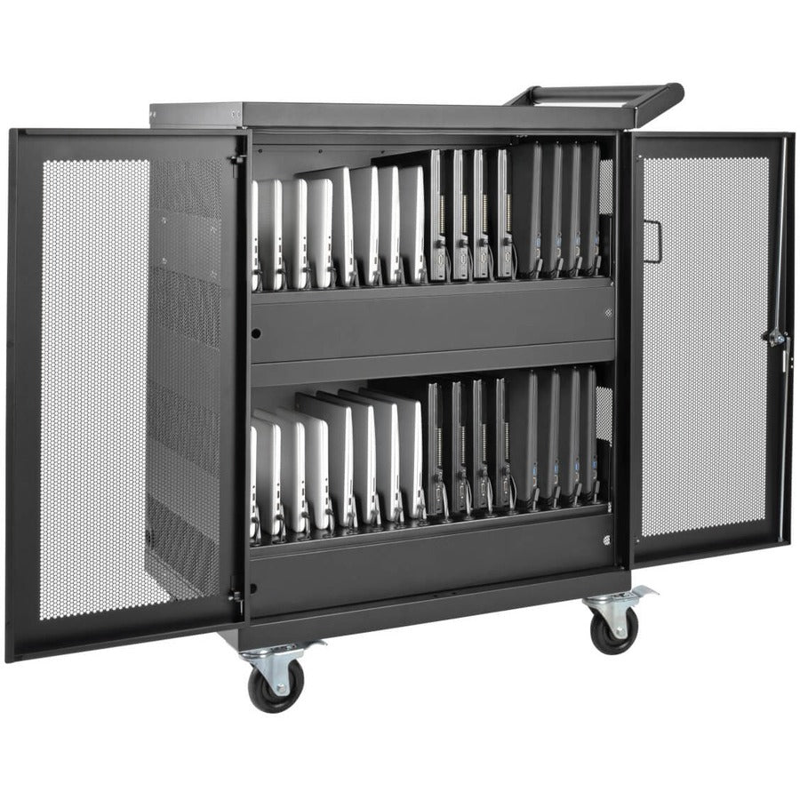 Tripp Lite by Eaton Multi-Device Charging Cart, 32 AC Outlets, Chromebooks and Laptops, Wall-Mount Option, Black CSC32AC