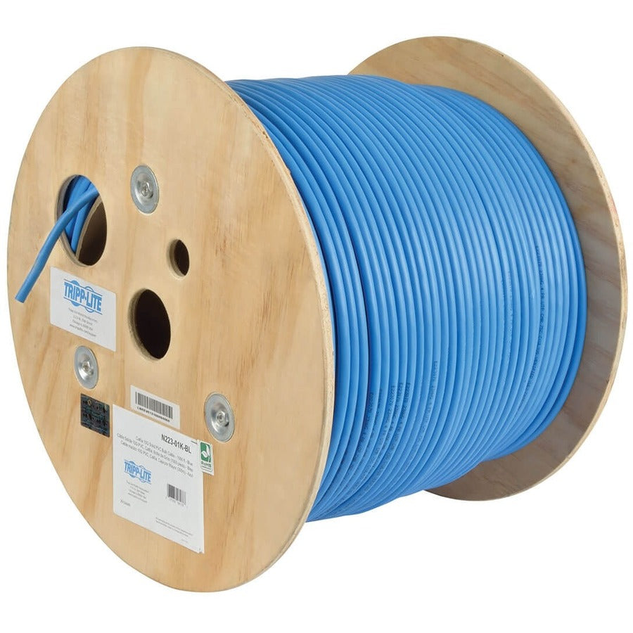 Eaton Tripp Lite Series Cat6a 10G-Certified Solid Core UTP CMR PVC Bulk Ethernet Cable, Blue, 1000 ft. (304.8 m) N223-01K-BL