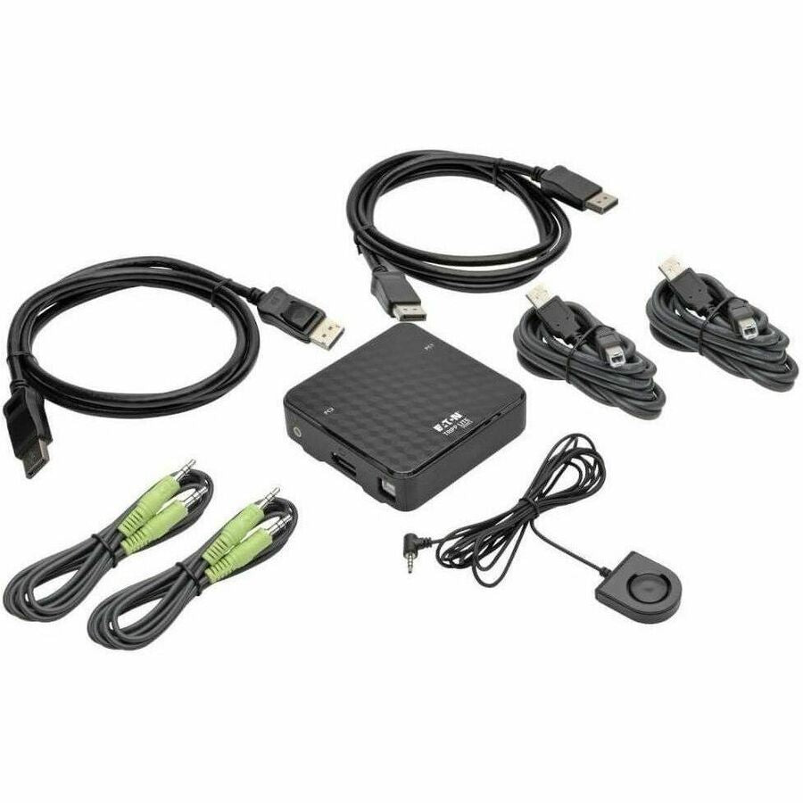 Tripp Lite by Eaton 2-Port DisplayPort KVM Switch 4K 60 Hz with Audio, Cables and USB Peripheral Sharing B004-DP2UA2-K