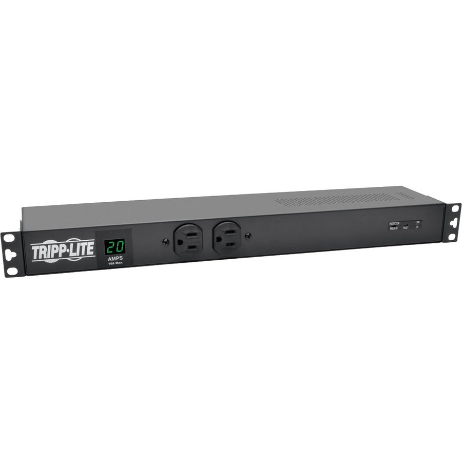 Tripp Lite by Eaton 2kW Single-Phase Local Metered PDU + ISOBAR Surge Suppression, 3840 Joules, 100-127V Outlets (12 5-20R, 2 5-15R), L5-20P/5-20P, 15 ft. (4.57 m) Cord, 1U Rack-Mount PDUMH20-ISO