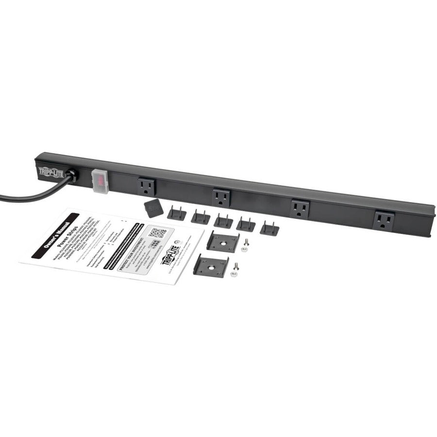 Tripp Lite by Eaton 4-Outlet Power Strip, Right-Angle NEMA 5-15R - 15A, 120V, 6 ft. (1.83 m) Cord, Right-Angle 5-15P Plug, 24 in. PS2404RA06B