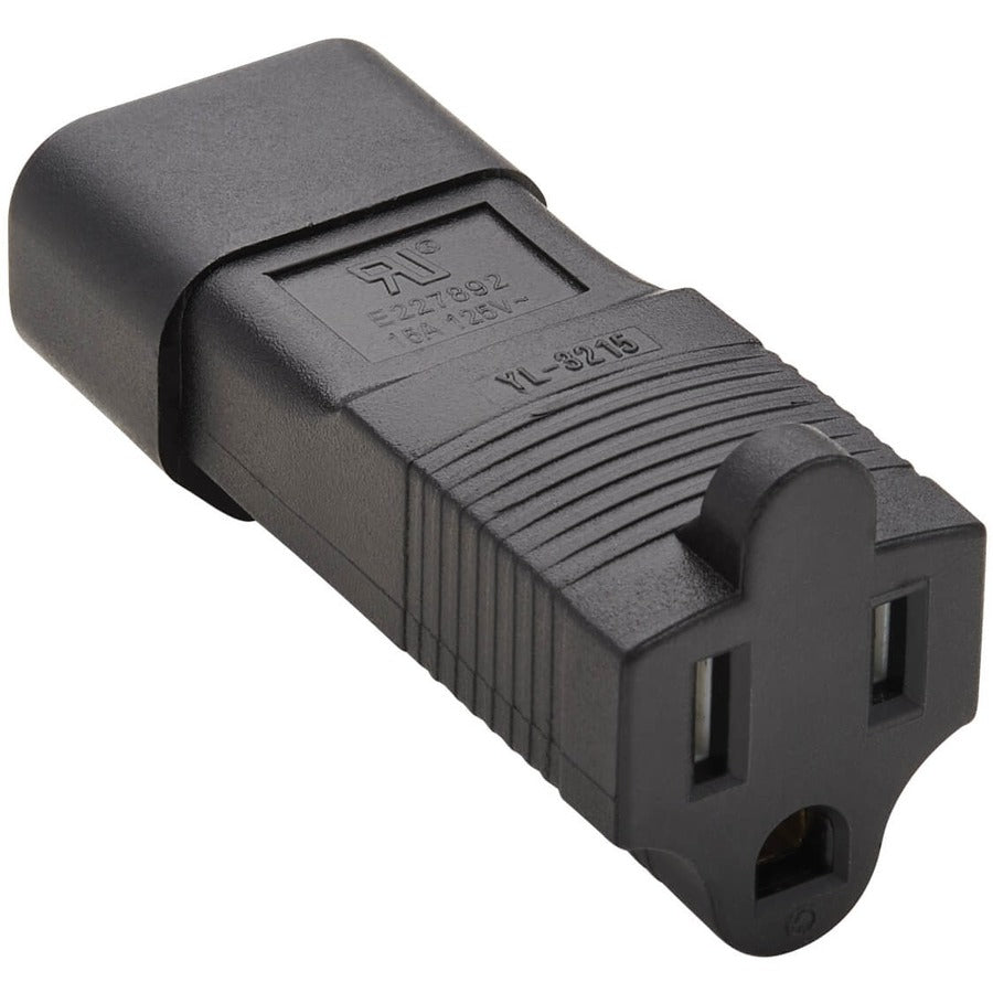 Tripp Lite by Eaton NEMA 5-15R to C14 Power Cord Adapter - 15A, 125V, Black P002-000
