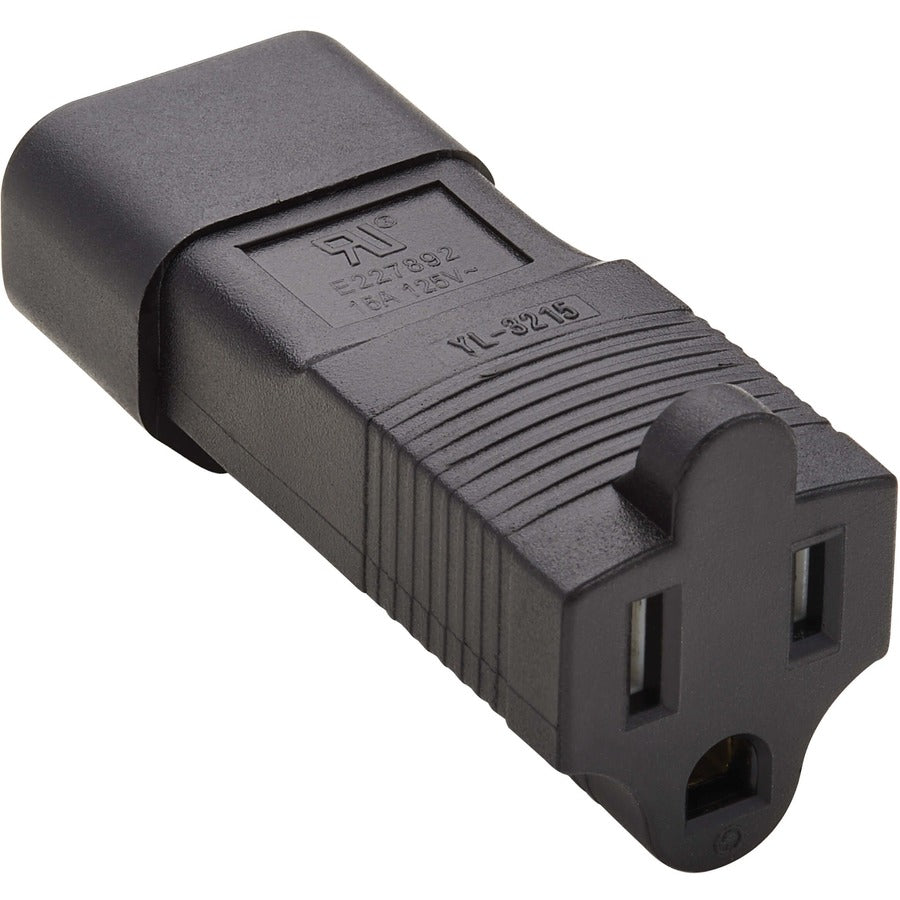 Tripp Lite by Eaton NEMA 5-15R to C14 Power Cord Adapter - 15A, 125V, Black P002-000
