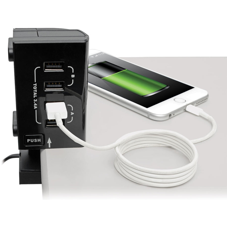 Tripp Lite by Eaton Protect It! 6-Outlet Surge Protector, 4 USB Ports, 6 ft. Cord, 1080 Joules, Diagnostic LED, Black Housing TLP66USBR