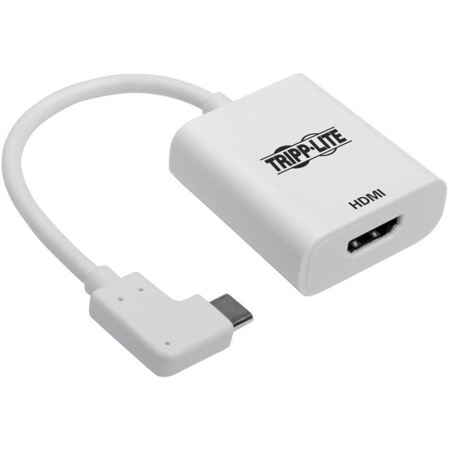 Tripp Lite by Eaton USB-C to HDMI Adapter (M/F) 4K 60 Hz, HDCP 2.2, Right-Angle USB-C, White U444-06N-HD4KRA