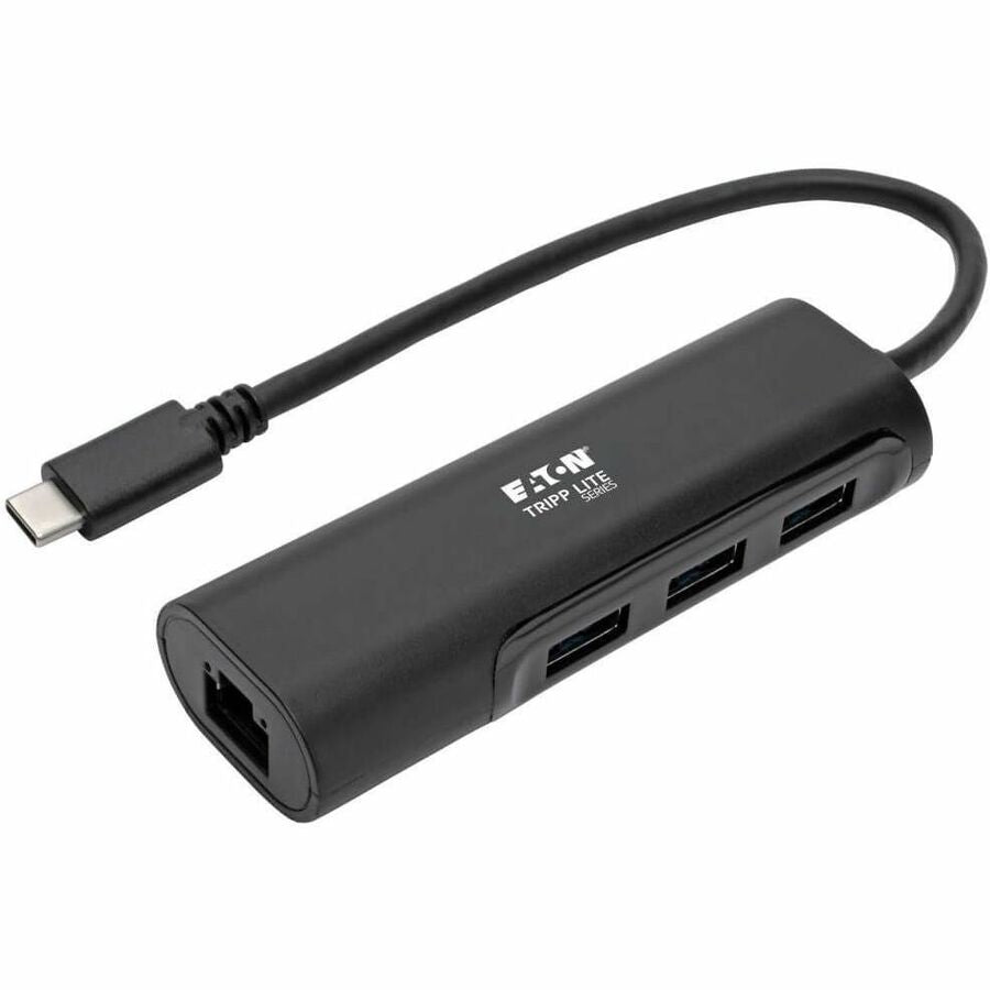 Tripp Lite by Eaton 3-Port USB 3.x (5Gbps) Hub with LAN Port, USB-C to 3x USB-A Ports and Gigabit Ethernet, Black U460-003-3A1GB