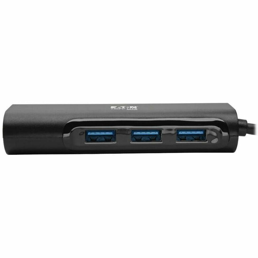 Tripp Lite by Eaton 3-Port USB 3.x (5Gbps) Hub with LAN Port, USB-C to 3x USB-A Ports and Gigabit Ethernet, Black U460-003-3A1GB