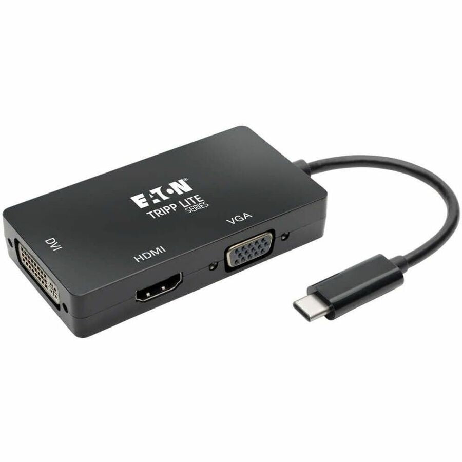 Tripp Lite by Eaton USB-C Multiport Adapter (M/3xF) - 4K HDMI, DVI, VGA, HDCP, Black U444-06N-HDV4KB