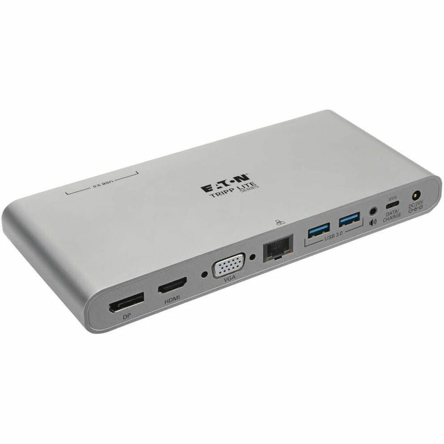 Tripp Lite by Eaton USB-C Dock, Triple Display - 4K HDMI/DisplayPort, VGA, USB 3.x (5Gbps), USB-A/C Hub Ports, GbE, 100W PD Charging - Thunderbolt 3, Silver U442-DOCK4-S