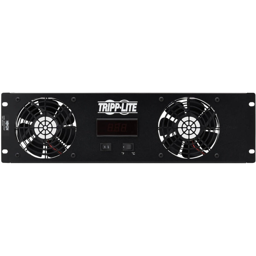 Tripp Lite by Eaton 3U Digital Temperature Sensor with 2 12VDC High-Performance Fans, Blanking Panel, LCD SRFAN3UTEMP