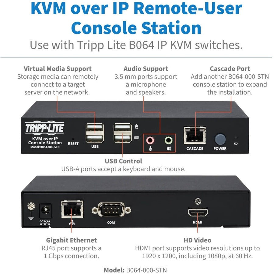 Tripp Lite by Eaton KVM Over IP Remote User Console Station Java Free B064-IPG KVMs B064-000-STN