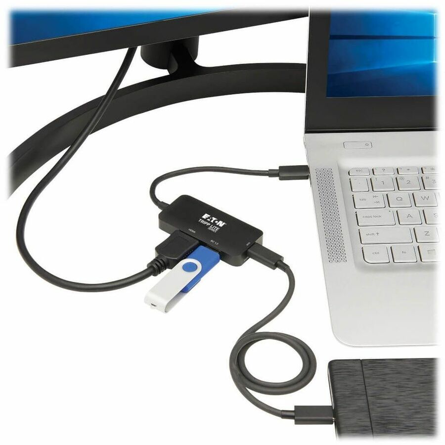 Tripp Lite by Eaton USB-C Multiport Adapter - HDMI 4K 60 Hz, 4:4:4, HDR, USB 3.x (5Gbps) Hub Ports, 100W PD Charging, Black U444-06N-H4UBC2