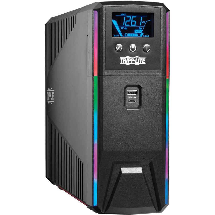 Tripp Lite by Eaton 1200VA 720W 120V Pure Sine Wave Gaming UPS Battery Backup - LCD, AVR, RGB LEDs, USB Charging, Power Saving SMART1200PSGLCD