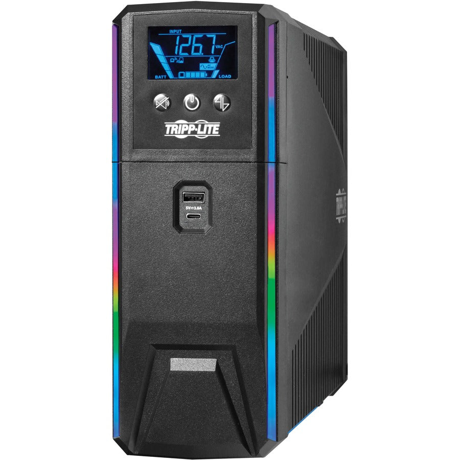 Tripp Lite by Eaton 1200VA 720W 120V Pure Sine Wave Gaming UPS Battery Backup - LCD, AVR, RGB LEDs, USB Charging, Power Saving SMART1200PSGLCD