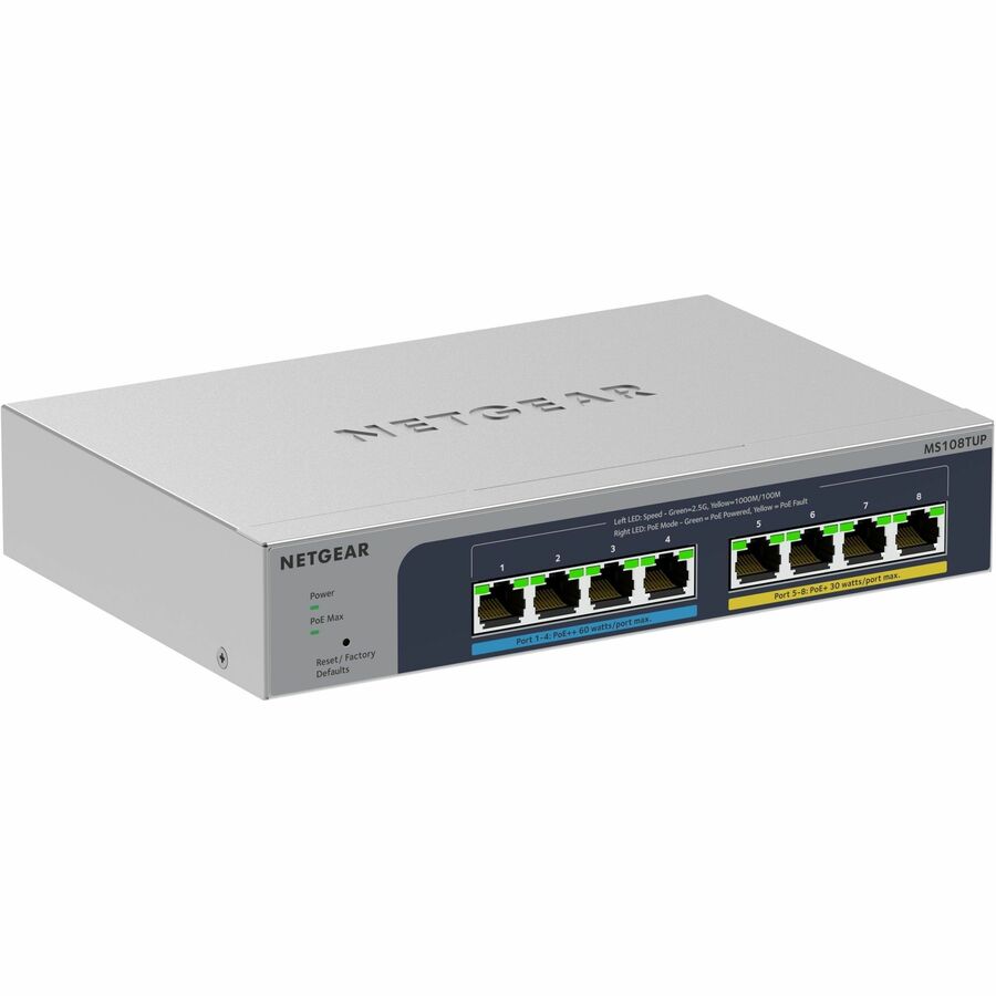 Netgear 8-port Ultra60 PoE++ Multi-Gigabit (2.5G) Ethernet Smart Switch MS108TUP-100NAS